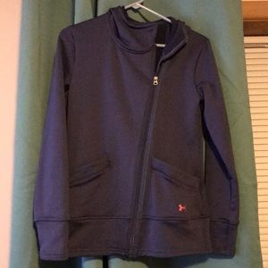 Small semi fitted Blue-grey hooded zip sweatshirt